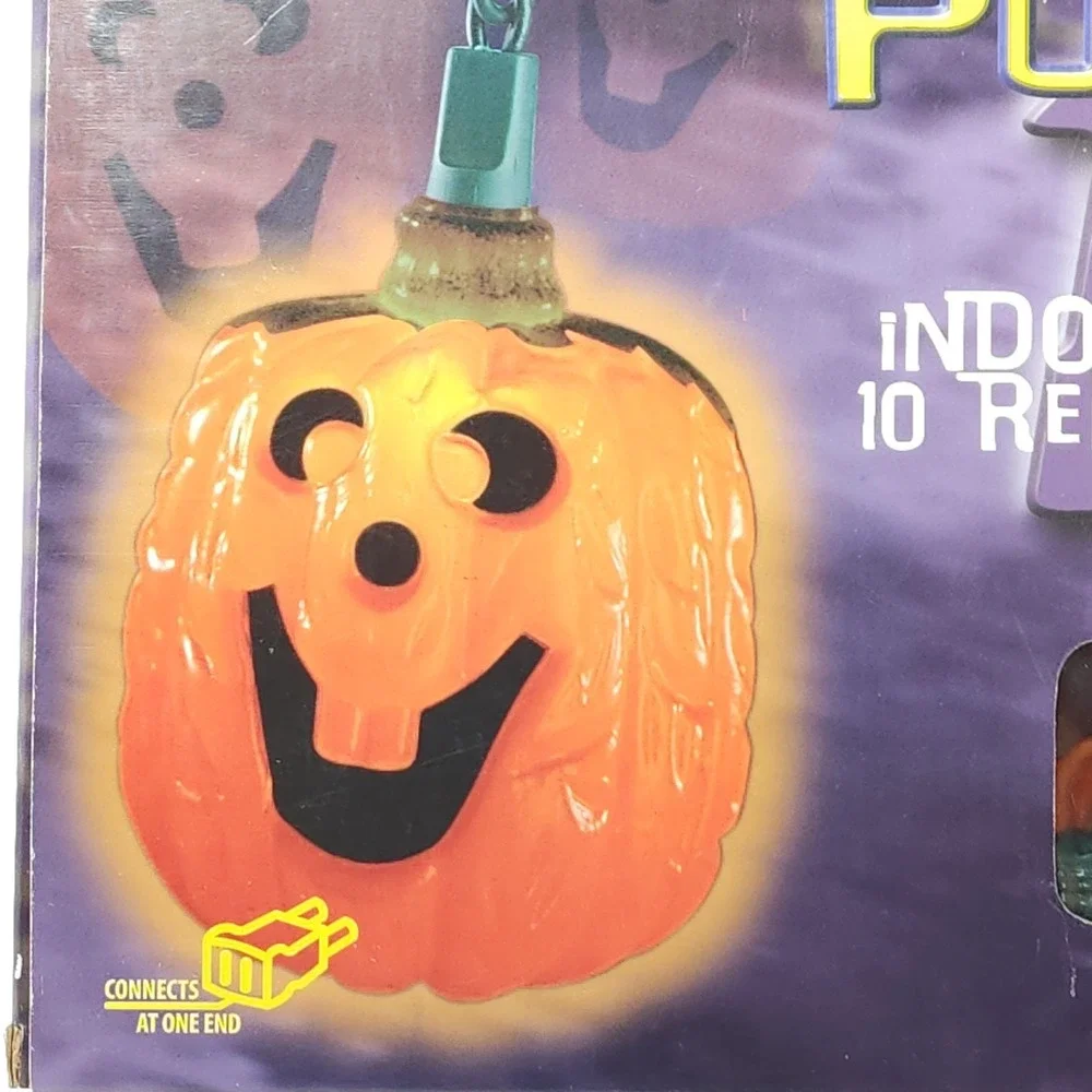 NOMA Halloween Blow Mold ~ Pumpkin String Lights Set of‎ 10 Works Jack O Lantern